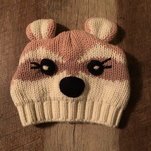 GAP Cream and Pink Knit Beanie